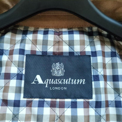 Aquascutum Long Coat Club Check Asian fit M US size S Beige Authentic