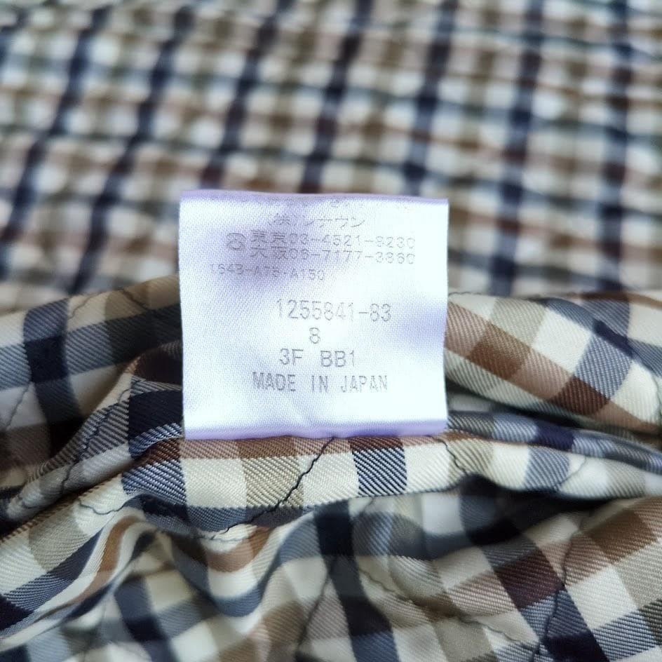 Aquascutum Long Coat Club Check Asian fit M US size S Beige Authentic