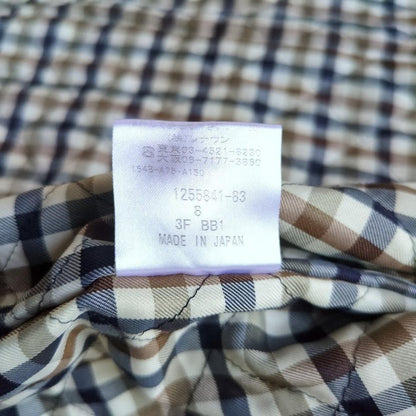 Aquascutum Long Coat Club Check Asian fit M US size S Beige Authentic