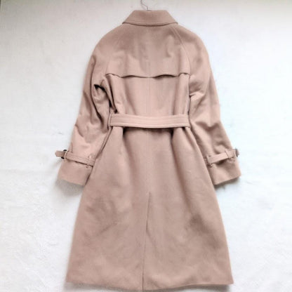 Aquascutum Long Coat Club Check Asian fit M US size S Beige Authentic