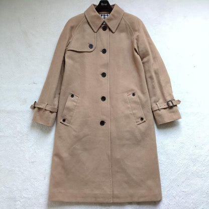 Aquascutum Long Coat Club Check Asian fit M US size S Beige Authentic