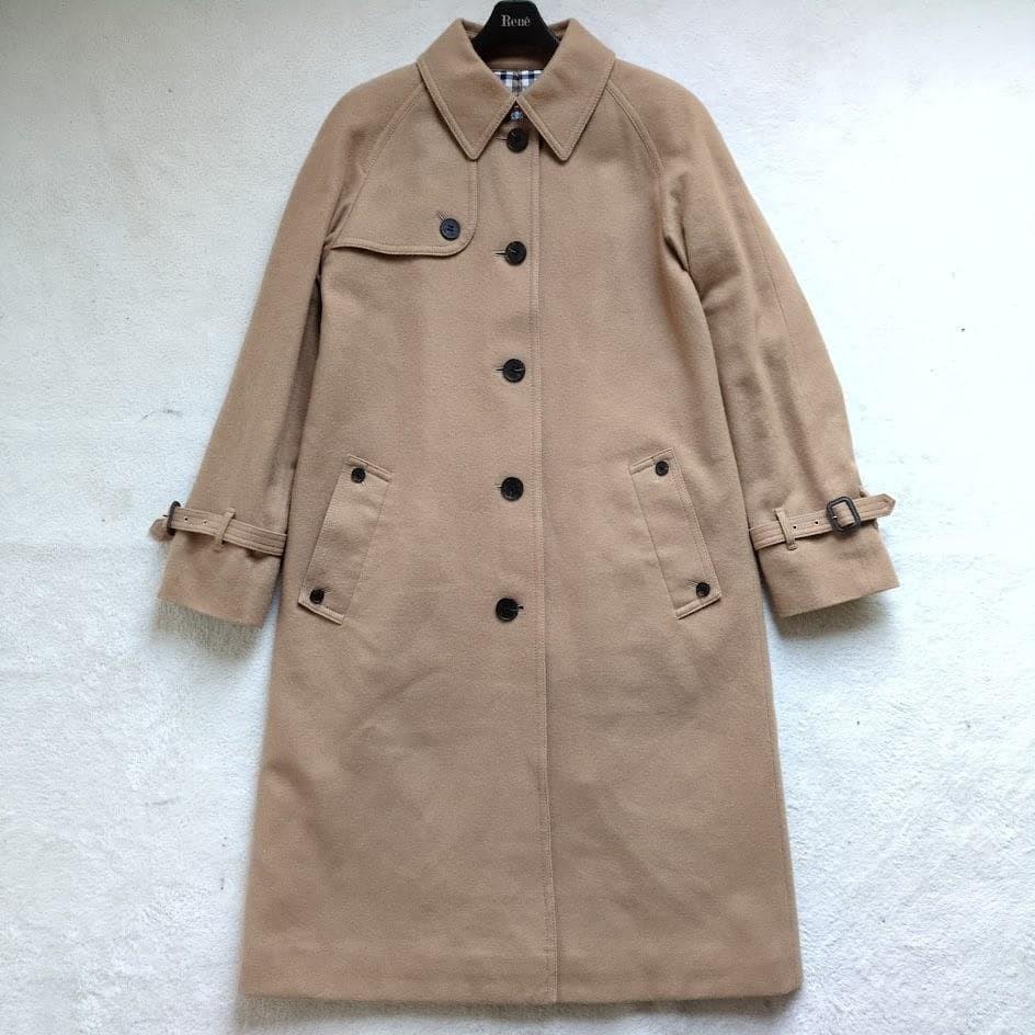 Aquascutum Long Coat Club Check Asian fit M US size S Beige Authentic