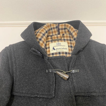 Aquascutum duffle Coat Club Check Asian fit L US size M Black Authentic