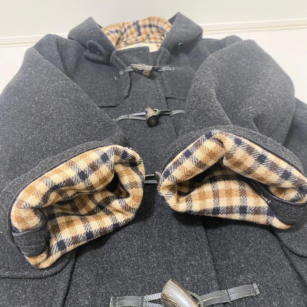 Aquascutum duffle Coat Club Check Asian fit L US size M Black Authentic