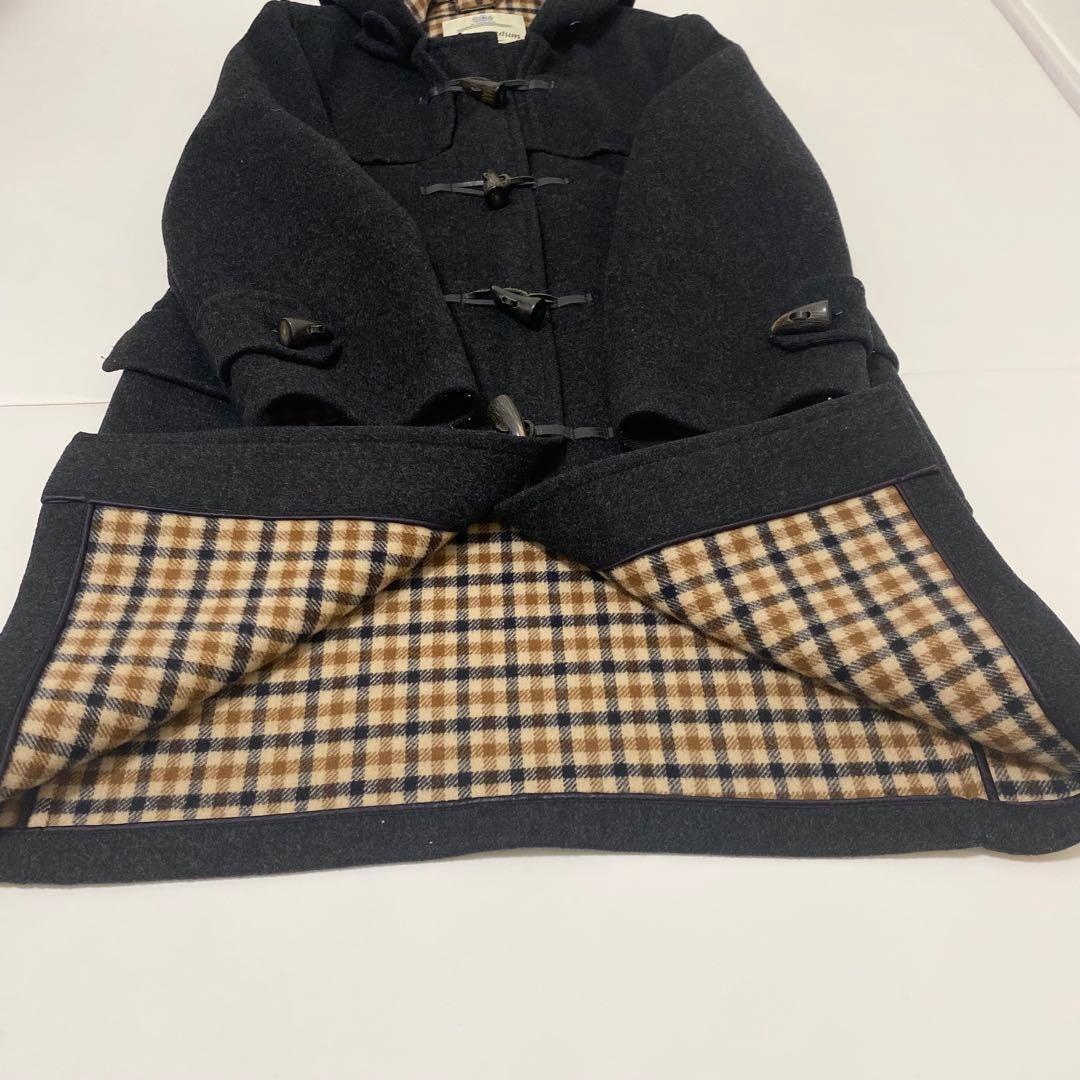 Aquascutum duffle Coat Club Check Asian fit L US size M Black Authentic