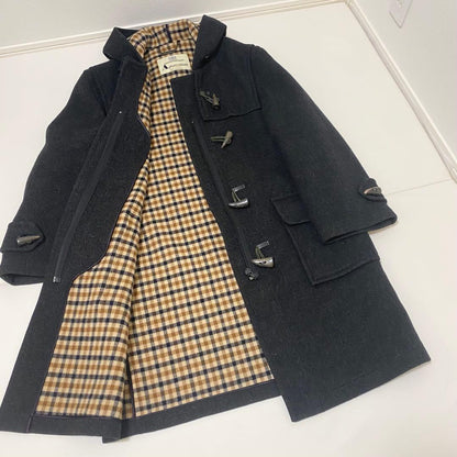 Aquascutum duffle Coat Club Check Asian fit L US size M Black Authentic
