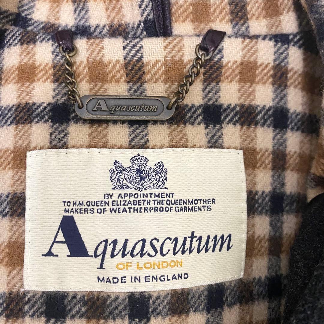 Aquascutum duffle Coat Club Check Asian fit L US size M Black Authentic