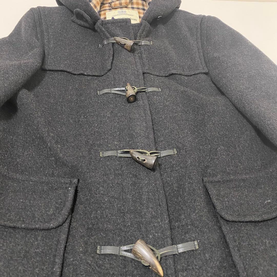 Aquascutum duffle Coat Club Check Asian fit L US size M Black Authentic