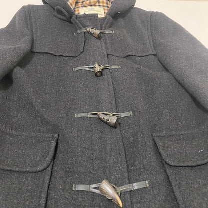 Aquascutum duffle Coat Club Check Asian fit L US size M Black Authentic