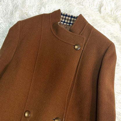Aquascutum Coat Club Check Asian fit M US size S Brown Authentic