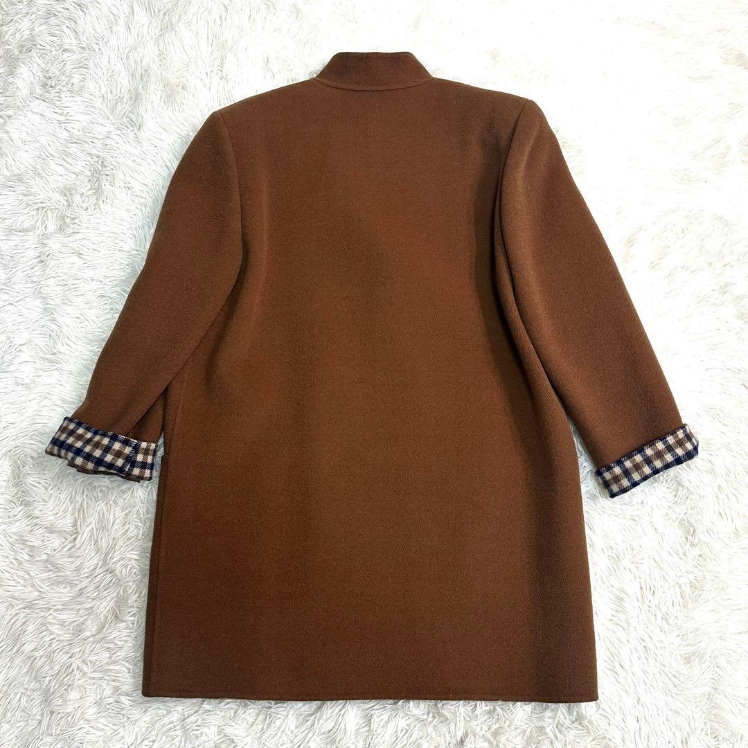Aquascutum Coat Club Check Asian fit M US size S Brown Authentic