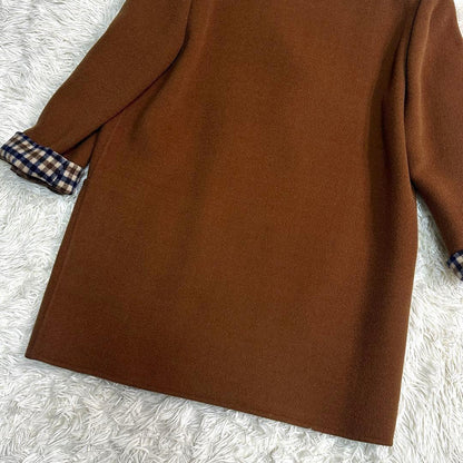 Aquascutum Coat Club Check Asian fit M US size S Brown Authentic
