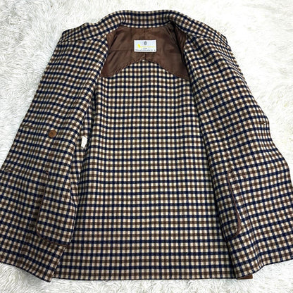 Aquascutum Coat Club Check Asian fit M US size S Brown Authentic