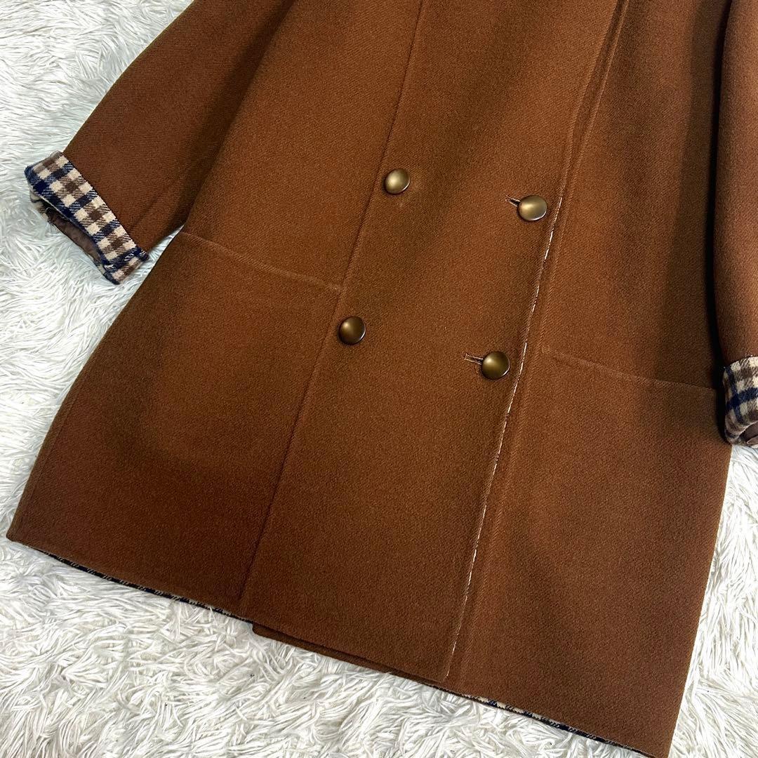 Aquascutum Coat Club Check Asian fit M US size S Brown Authentic