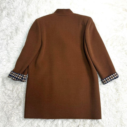 Aquascutum Coat Club Check Asian fit M US size S Brown Authentic