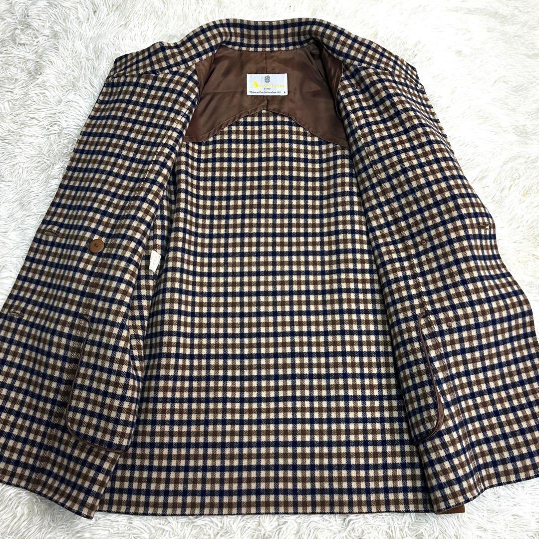Aquascutum Coat Club Check Asian fit M US size S Brown Authentic