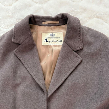 Aquascutum Long Coat Asian fit M US size S Brown Authentic
