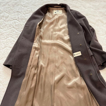 Aquascutum Long Coat Asian fit M US size S Brown Authentic