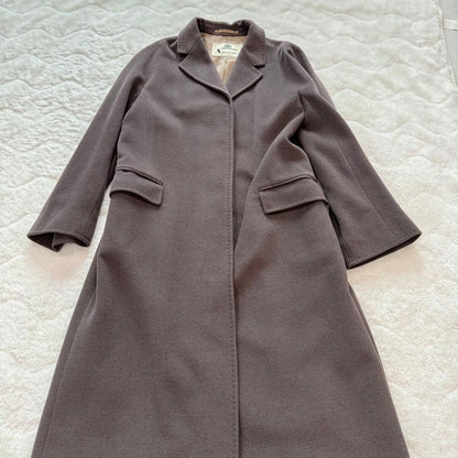 Aquascutum Long Coat Asian fit M US size S Brown Authentic