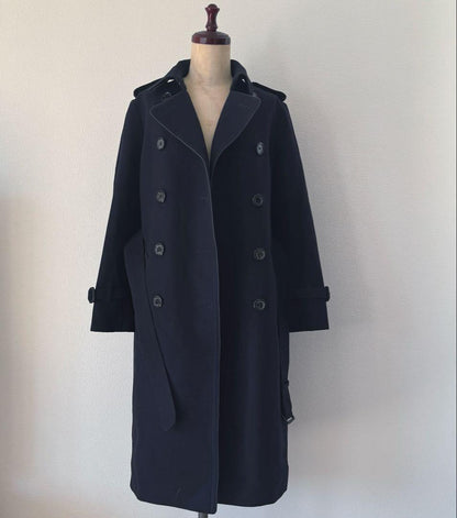 Aquascutum Wool Coat Asian fit M US size S Dark Navy Authentic