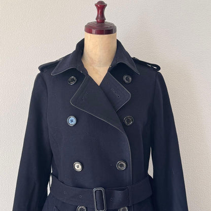 Aquascutum Wool Coat Asian fit M US size S Dark Navy Authentic