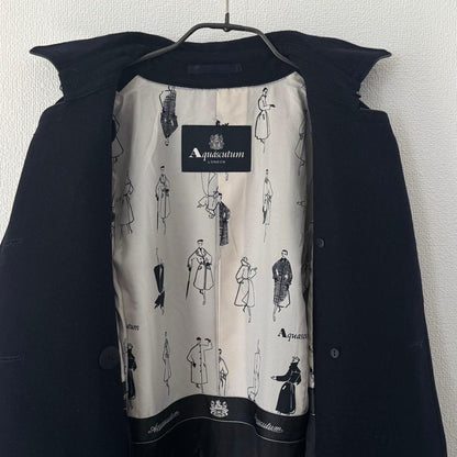 Aquascutum Wool Coat Asian fit M US size S Dark Navy Authentic