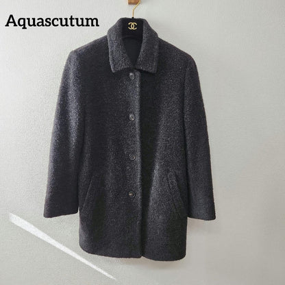 Aquascutum Coat Asian fit M US size S Black Authentic