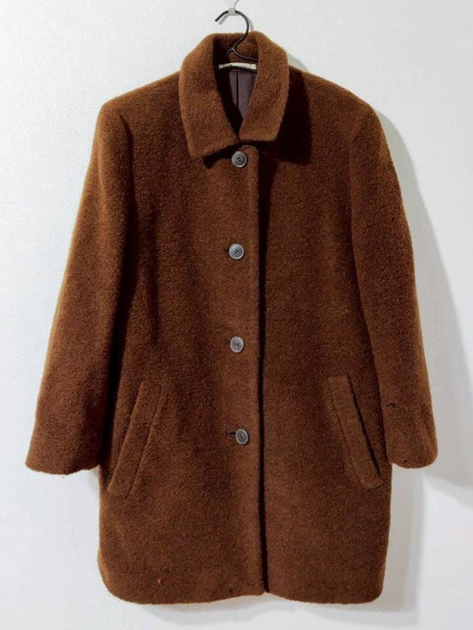 Aquascutum Wool Long Coat Asian fit M US size S Brown Authentic