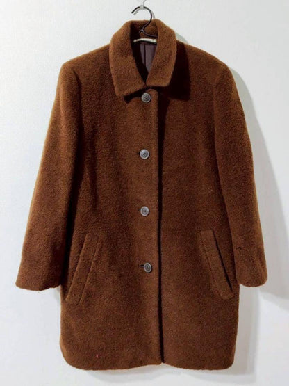 Aquascutum Wool Long Coat Asian fit M US size S Brown Authentic