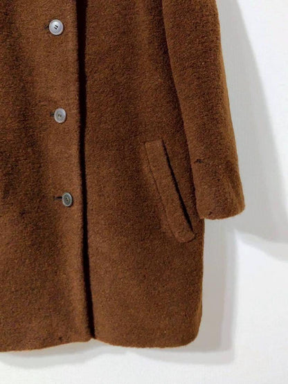 Aquascutum Wool Long Coat Asian fit M US size S Brown Authentic