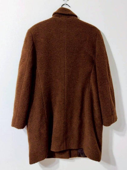 Aquascutum Wool Long Coat Asian fit M US size S Brown Authentic