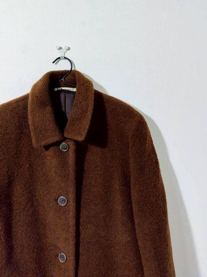 Aquascutum Wool Long Coat Asian fit M US size S Brown Authentic