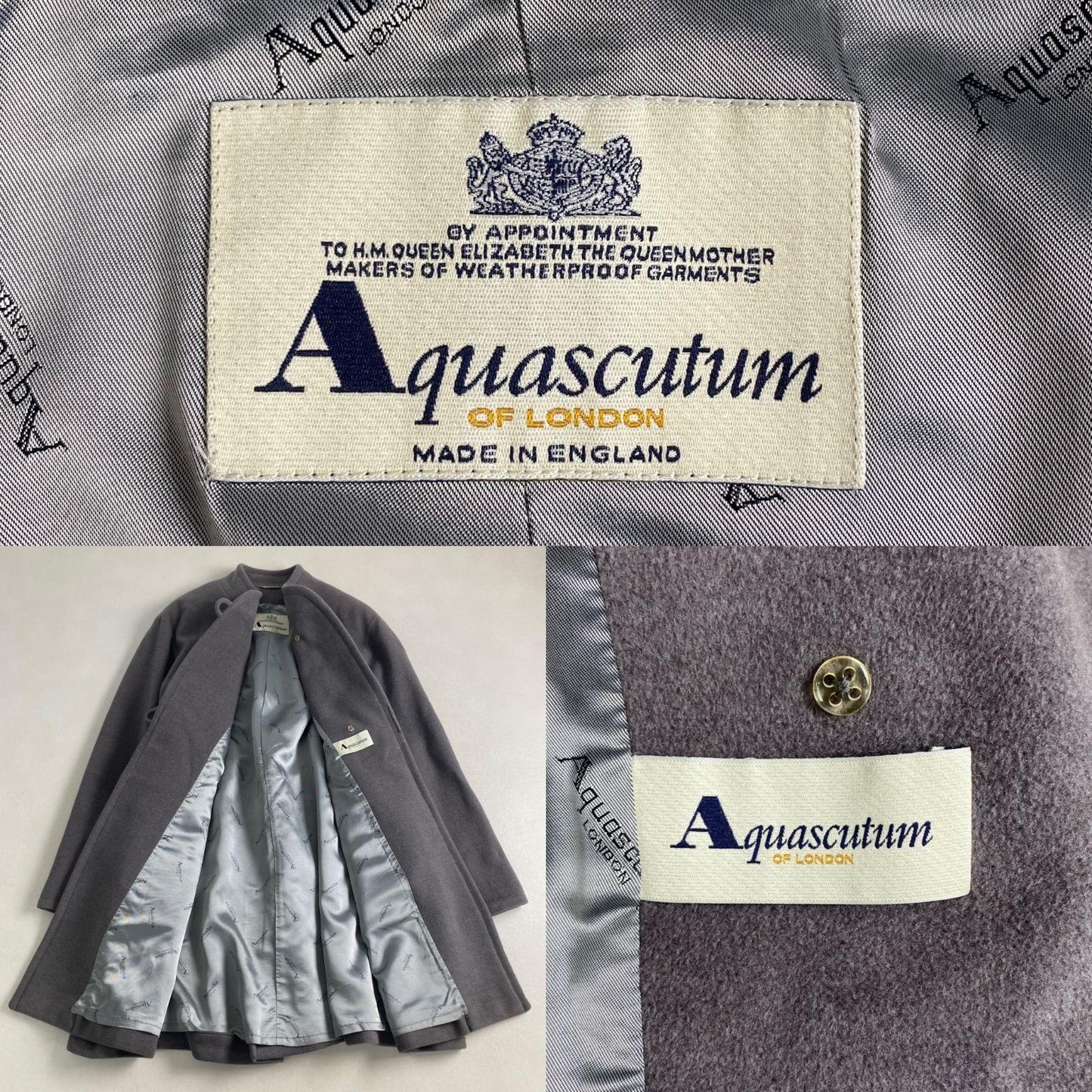 Aquascutum Long Coat Asian fit L US size M Gray Authentic
