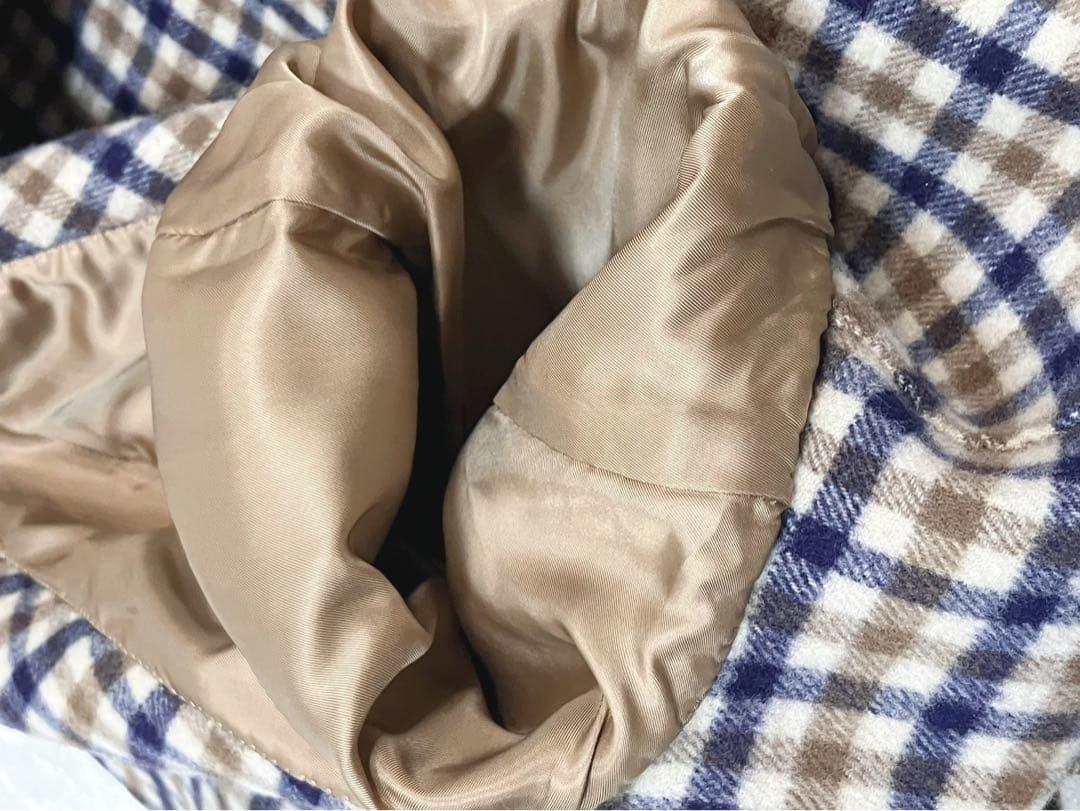 Aquascutum Coat Club Check Asian fit M US size S Camel Authentic