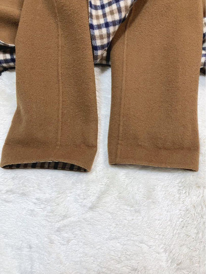 Aquascutum Coat Club Check Asian fit M US size S Camel Authentic