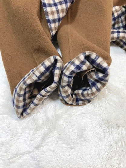 Aquascutum Coat Club Check Asian fit M US size S Camel Authentic