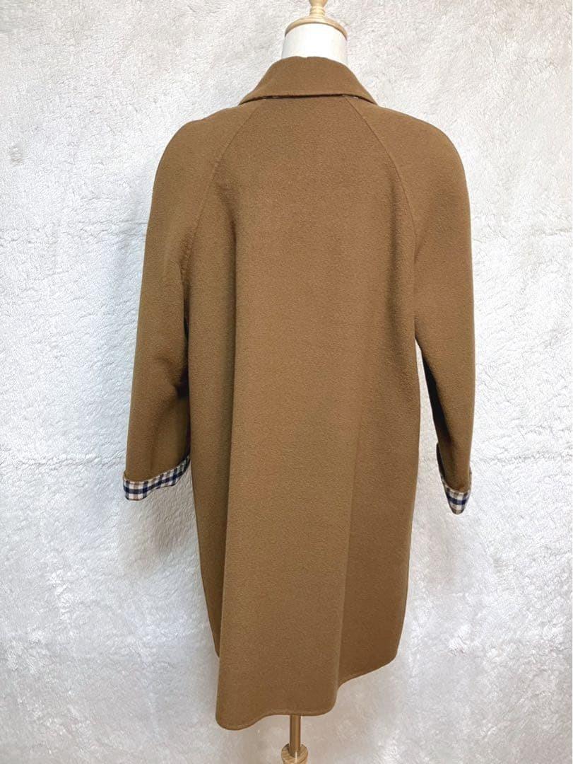 Aquascutum Coat Club Check Asian fit M US size S Camel Authentic