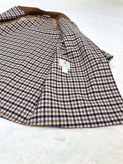 Aquascutum Coat Club Check Asian fit M US size S Camel Authentic