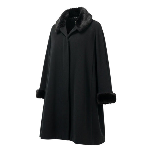 Aquascutum OF LONDON Long Coat Free Size Black Authentic