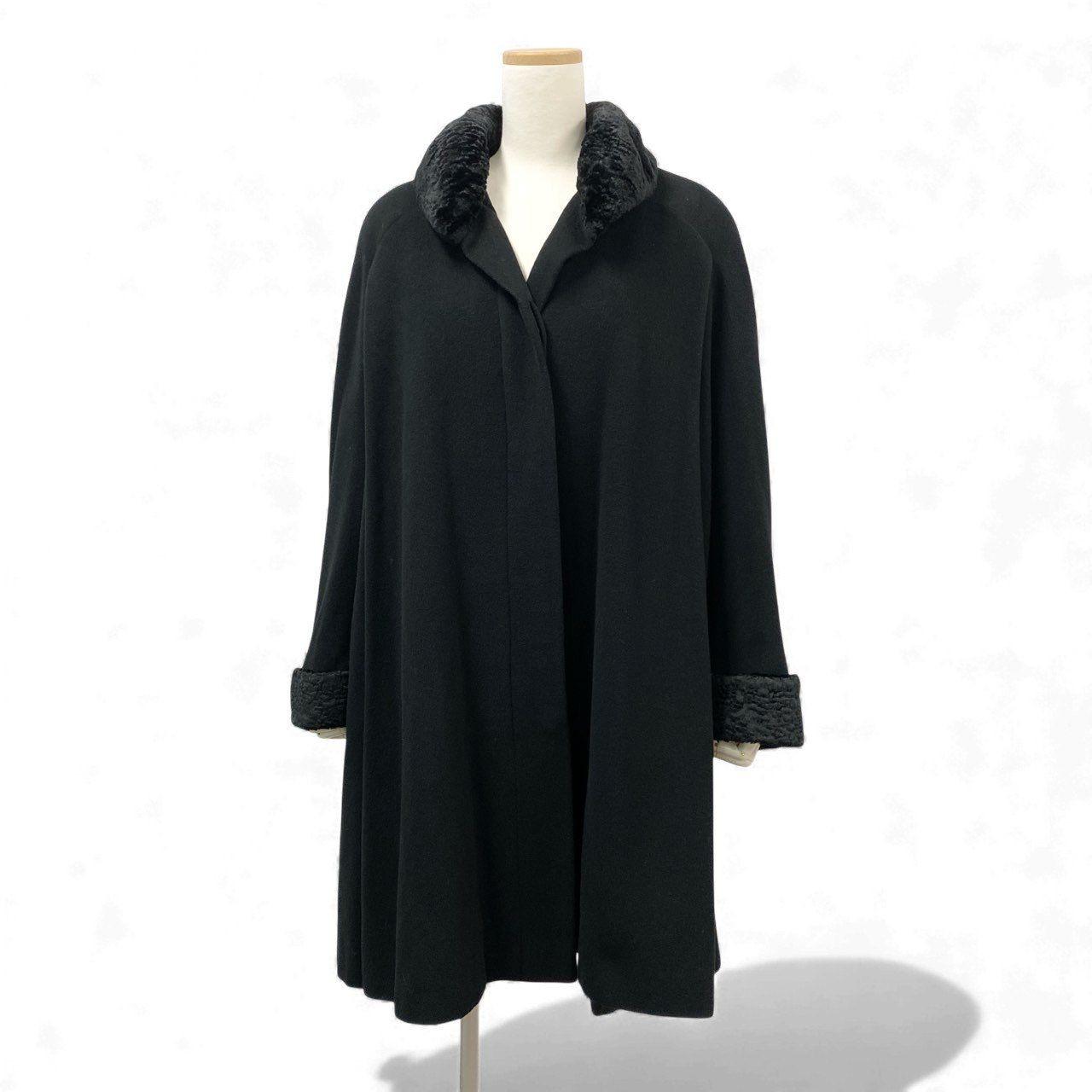 Aquascutum OF LONDON Long Coat Free Size Black Authentic