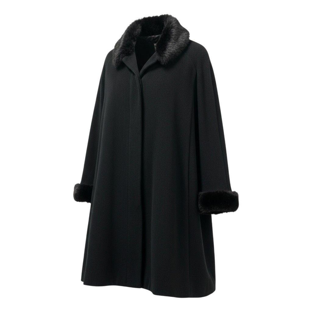 Aquascutum OF LONDON Long Coat Free Size Black Authentic