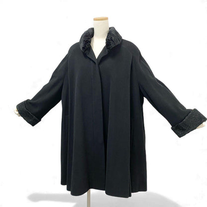 Aquascutum OF LONDON Long Coat Free Size Black Authentic
