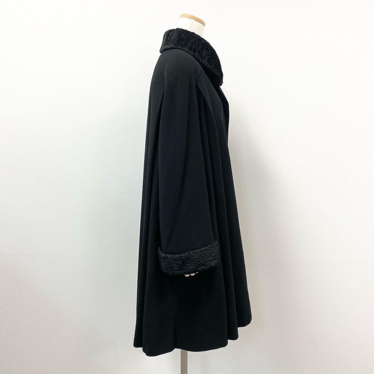 Aquascutum OF LONDON Long Coat Free Size Black Authentic