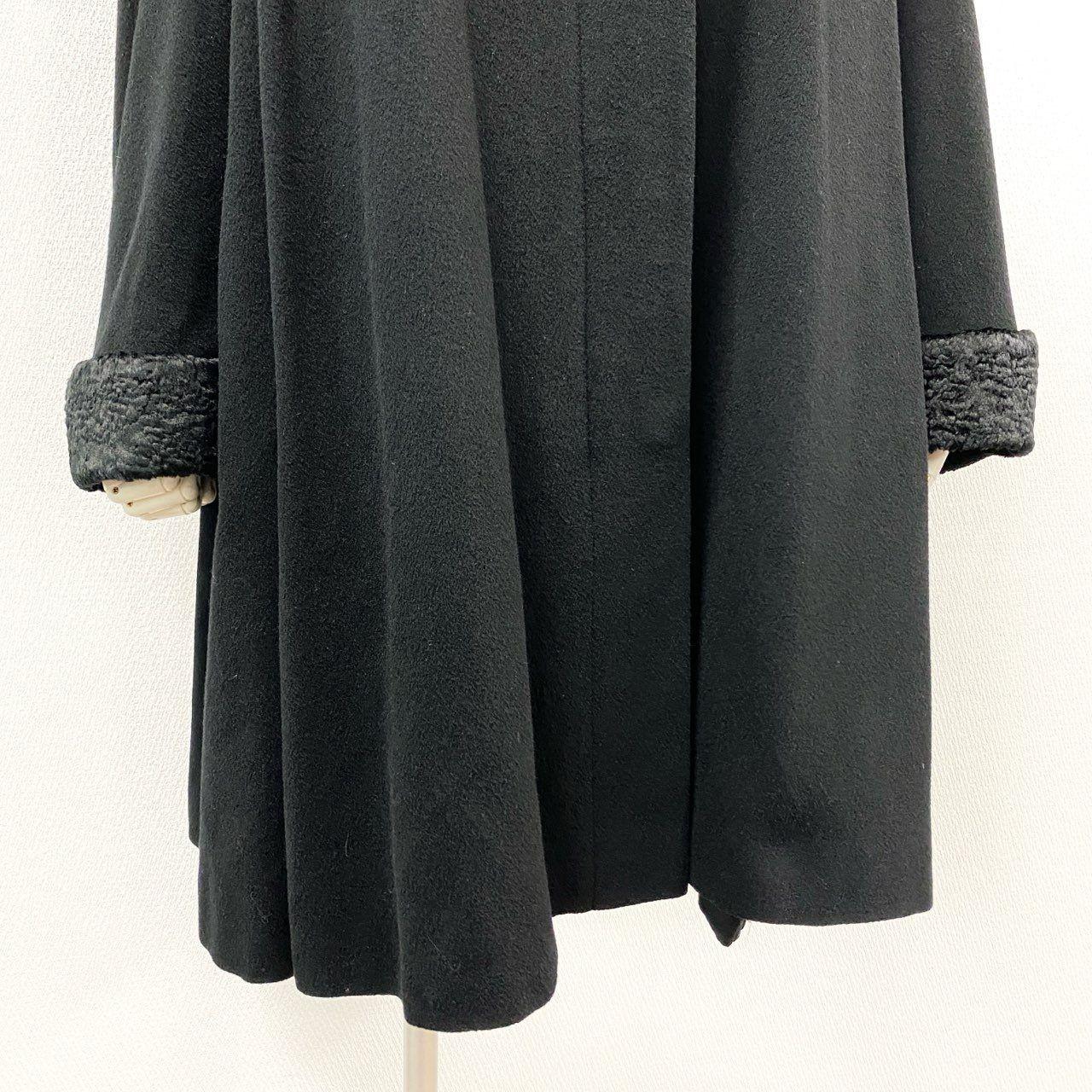 Aquascutum OF LONDON Long Coat Free Size Black Authentic