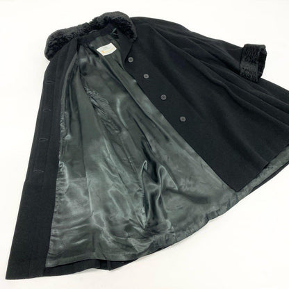 Aquascutum OF LONDON Long Coat Free Size Black Authentic