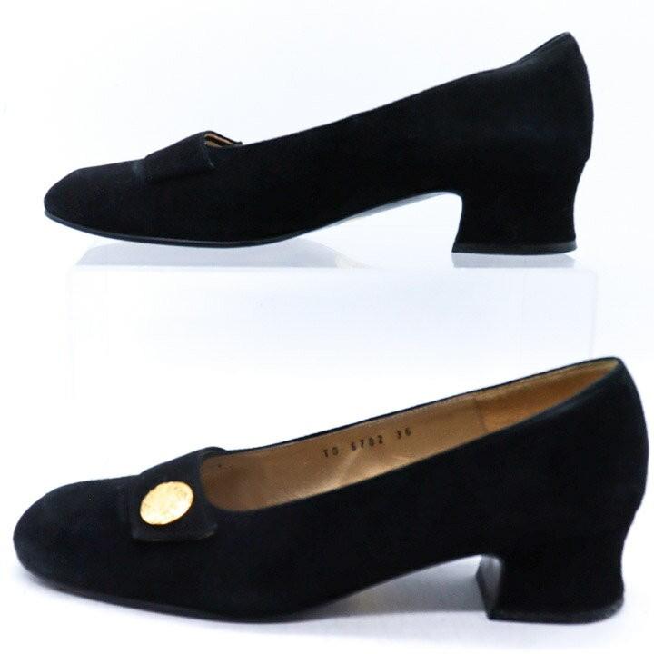 Saint Laurent Shoes Pumps Heel EU 36 US 6 Suede Black Authentic