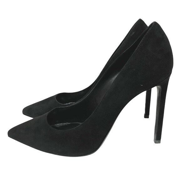 Saint Laurent Shoes Pumps Heel EU 37.5 US 7.5 Suede Black Authentic