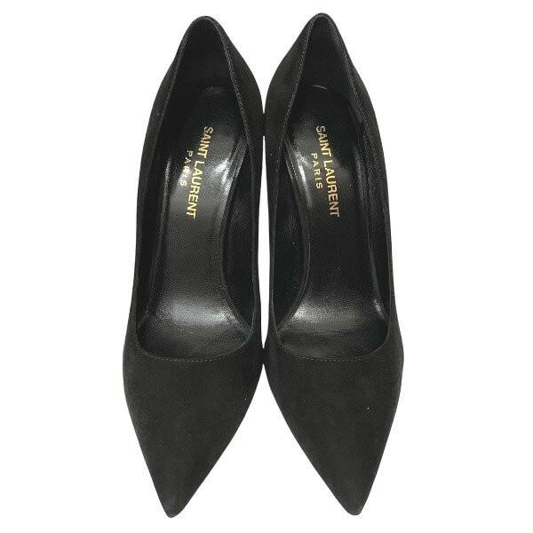 Saint Laurent Shoes Pumps Heel EU 37.5 US 7.5 Suede Black Authentic