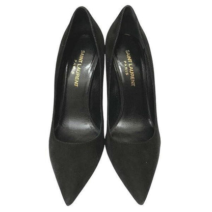 Saint Laurent Shoes Pumps Heel EU 37.5 US 7.5 Suede Black Authentic