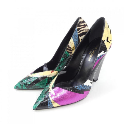 Saint Laurent Shoes Pumps Heel EU 38 US 8 Black Green Pink Authentic